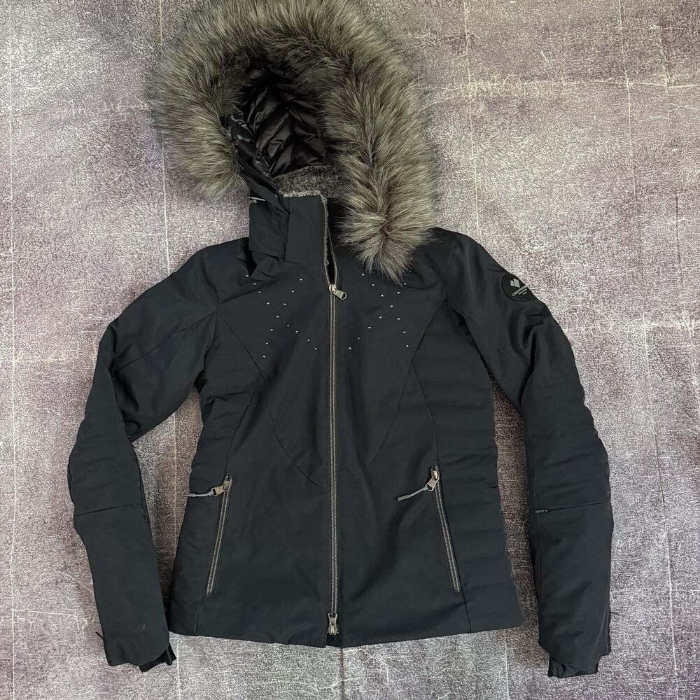 Women's Obermeyer Evanna SC Down Black Faux Fur Resort Black Puffer Jacket Sz 4